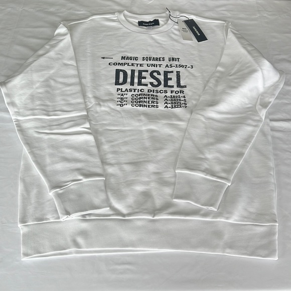 Diesel S Gir B5 Felpa Crew Sweatshirt Bright White Size XL - Picture 5 of 11